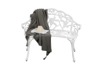 Patio Outdoor Bench, White Cast-Aluminum Garden Benches Metal Loveseat Outdoor Furniture for Park Lawn Front Porch