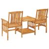 Patio Chairs with Tea Table 62.6"x24"x36.2" Solid Acacia Wood