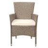 Outdoor Wicker Dining Set, 7 Piece Patio Dinning Table Beige-Brown Wicker Furniture Seating (Beige Cushions)