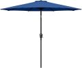 Simple Deluxe 9ft Outdoor Market Table Patio Umbrella with Button Tilt, Crank and 8 Sturdy Ribs for Garden, Blue