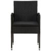 5 Piece Patio Dining Set Poly Rattan Black
