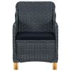 3 Piece Patio Lounge Set with Cushions Poly Rattan Dark Gray