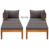 Sun Lounger with 1 Armrest Dark Gray Solid Acacia Wood