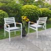 5 Pcs Aluminum Furniture Dining Sets;  Outdoor Dining Sets with 4Pcs Armchair and Table; Holds for 4 Seater; White