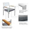 5 Pcs Aluminum Furniture Dining Sets;  Outdoor Dining Sets with 4Pcs Armchair and Table; Holds for 4 Seater; White