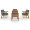 5 Piece Garden Lounge Set with Cushion Solid Acacia Wood