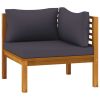 5 Piece Patio Lounge Set with Cushion Solid Acacia Wood