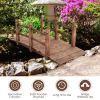 5 Feet Wooden Garden Bridge Arc Stained Finish Footbridge Decorative