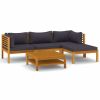 5 Piece Patio Lounge Set with Cushion Solid Acacia Wood